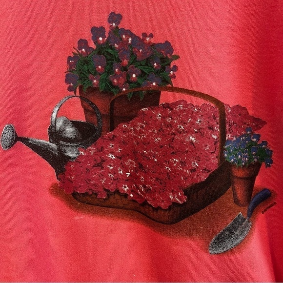 Women’s Vintage Lee Pink Gardening Floral Crewneck Sweatshirt Size Large - Picture 3 of 8